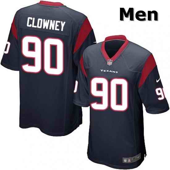 Men Nike Houston Texans 90 Jadeveon Clowney Game Navy Blue Team Color NFL Jersey